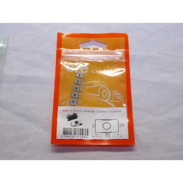 Blister 5 switchs rectangle 2 pattes bouton poussoir coque télécommande clé Clé auto SW2 