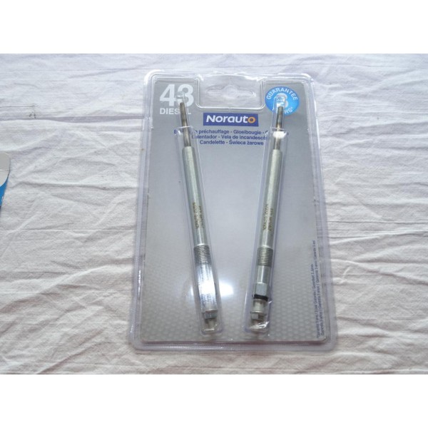 Blister 2 bougies de prechauffe Norauto N°43 pour fiat ducato 3 III ford mondeo transit citroen jumper peugeot boxer land rover 