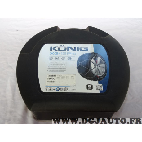 Jeu chaines neige Koning XG-12 PRO 265 pour pneu roue jante 31x11.50-15 235/85/16 265/70/16 265/65/17 275/60/17 255/60/18 265/60
