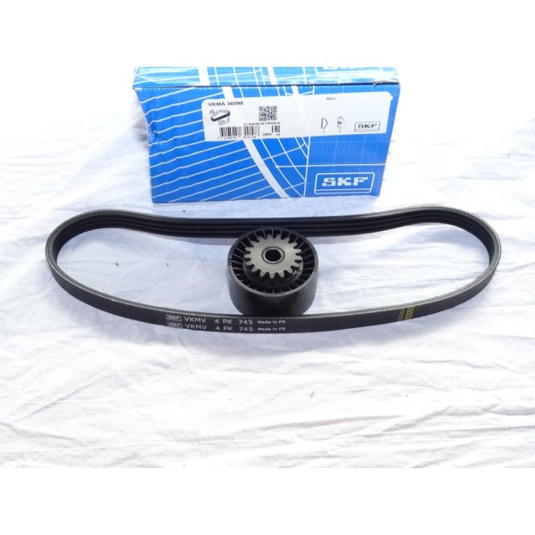 Kit courroie accessoire 4PK745 et galet tendeur SKF VKMA36098 pour renault twingo 2 II 1.2 dont 16V essence 