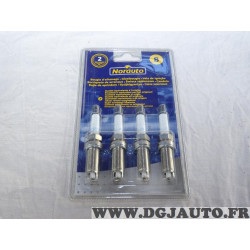 Blister 4 bougies allumage Norauto N°8 pour citroen C3 C4 peugeot 206 307 1007 1.4 16V renault clio 2 3 II III kangoo modus twin