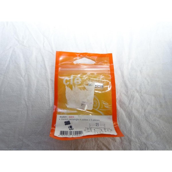 Lot de 5 switchs forme rectangle 4 pattes bouton poussoir télécommande clé Clé auto SW3 