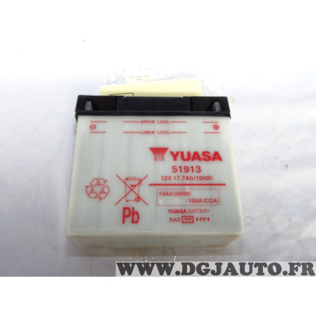 Batterie moto scooter Yuasa 51913 12V 17.7AH 10HR 100A 19AH 20HR 51913-BS (acide non inclus) 