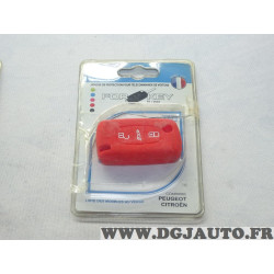 Housse étui rouge coque de clé télécommande 3 boutons Cadox 790004R S-PSA307S pour citroen et peugeot 