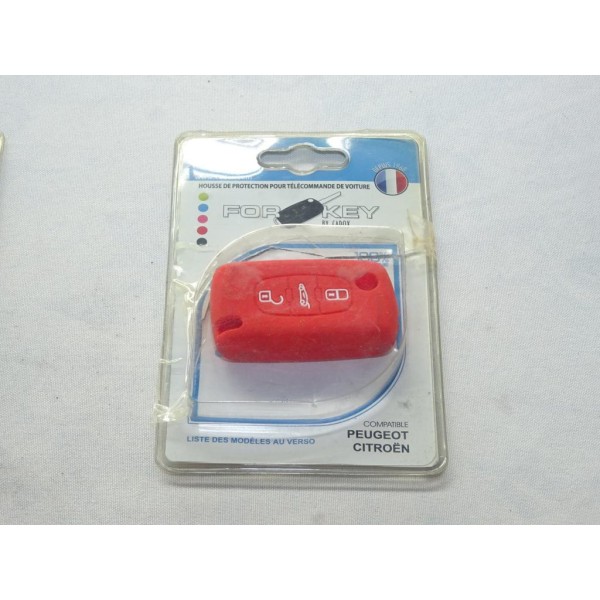 Housse étui rouge coque de clé télécommande 3 boutons Cadox 790004R S-PSA307S pour citroen et peugeot 