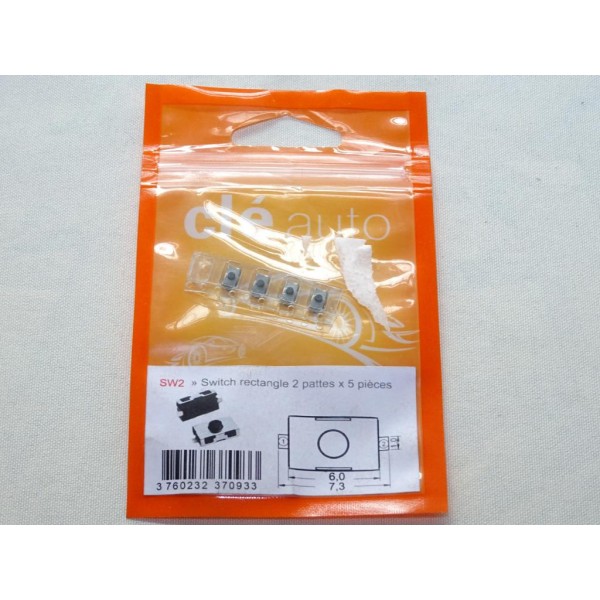 Lot 5 switchs rectangle 2 pattes bouton poussoir coque télécommande clé Clé auto SW2 