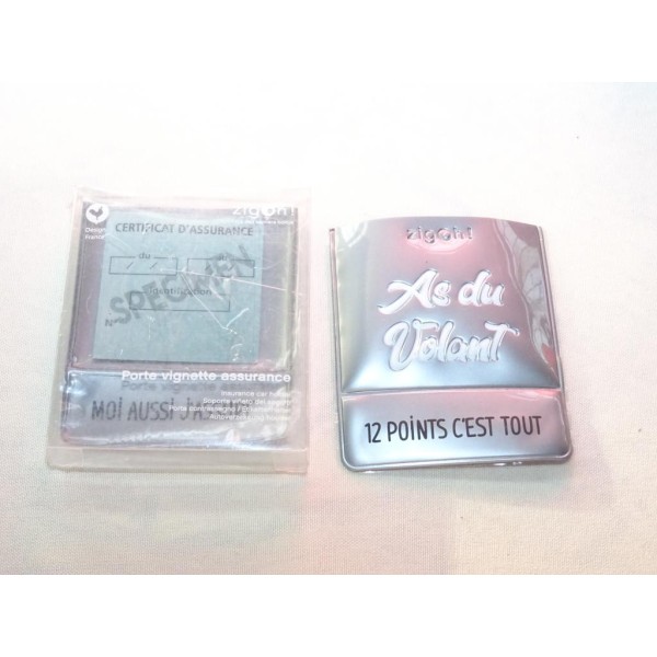 Porte vignette assurance 12 points c'est tout as du volant Zigoh ZIG052GRIS 