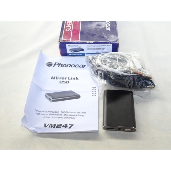 Interface mirrorlink USB Phonocar VM247 pour afficher écran smartphone sur moniteur mediastation 