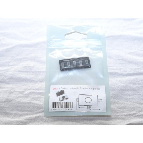 5 Switchs rectangle 2 pattes bouton poussoir coque télécommande clé Clé auto SW2 