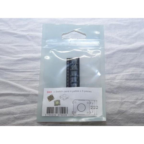5 Switchs carré 4 pattes bouton poussoir télécommande clé Clé auto SW1 