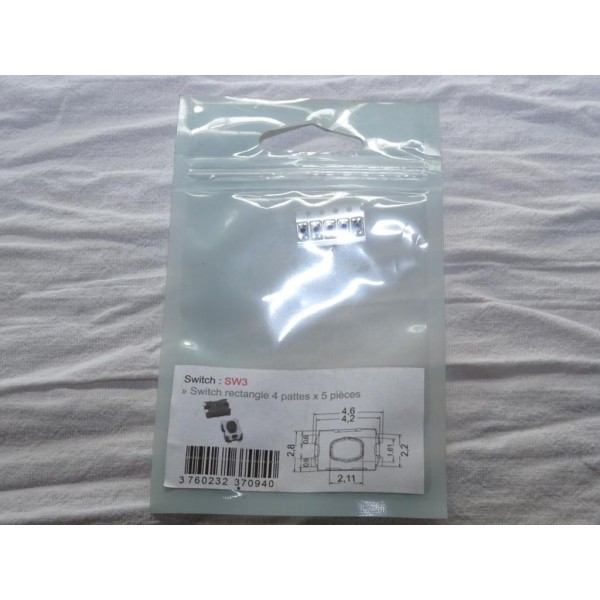 5 Switchs rectangle 4 pattes bouton poussoir télécommande clé Clé auto SW3 