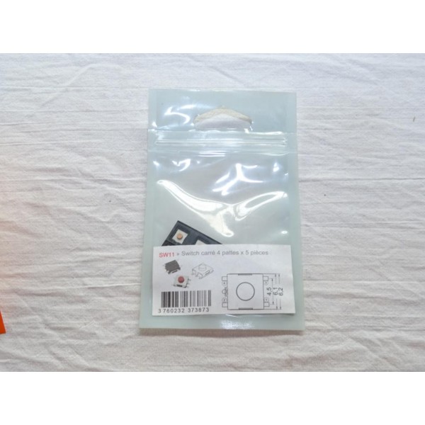 5 Switchs carré modele 4 pattes bouton poussoir télécommande clé Clé auto SW11 