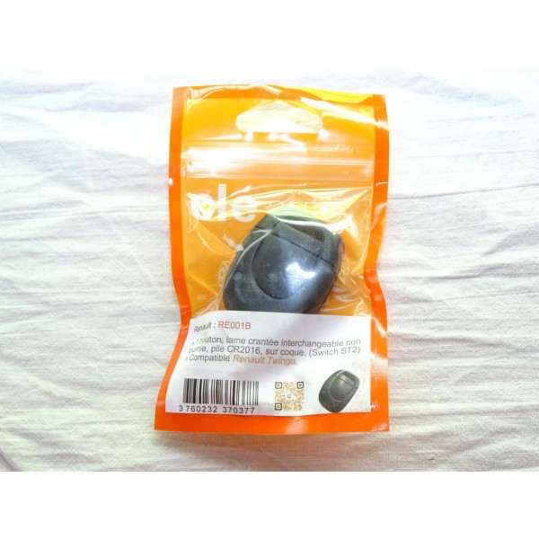 Coque clé télécommande 1 bouton (lame à tailler non incluse) Clé auto RE001B pour renault twingo 