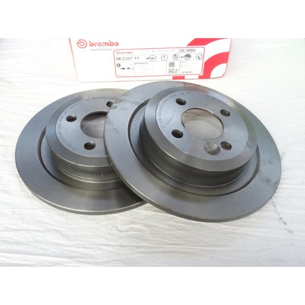 Paire disques de frein arriere plein 280mm diametre Brembo 08C30711 pour mini clubman cooper one 