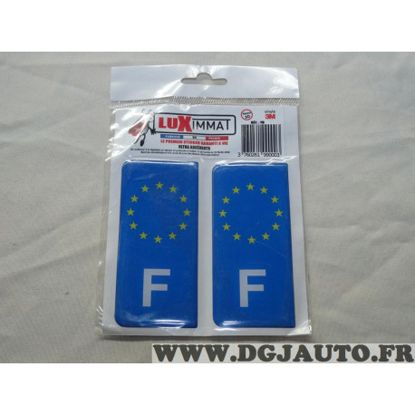 Jeu 2 embouts plaque immatriculation autocollant sticker resine bleu F France Luximmat FB 
