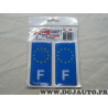 Jeu 2 embouts plaque immatriculation autocollant sticker resine bleu F France Luximmat FB