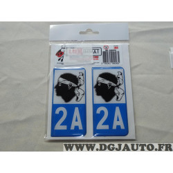 Jeu 2 embouts plaque immatriculation autocollant sticker resine 2A Corse Luximmat A2AC01B