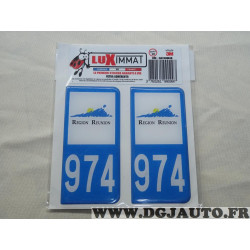 Jeu 2 embouts plaque immatriculation autocollant sticker resine 974 region Reunion Luximmat A9740M4B 