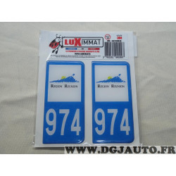 Jeu 2 embouts plaque immatriculation autocollant sticker resine 974 region Reunion Luximmat A9740M4B