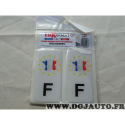 Jeu 2 embouts plaque immatriculation autocollant sticker resine F France Luximmat SKA 0F*