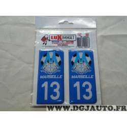 Jeu 2 embouts plaque immatriculation autocollant sticker resine 13 OM Marseille Luximmat A13PA5B