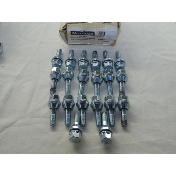Jeu 20 boulons de roue fixation jante M12x1.25x32 SW19 Norauto 320378 