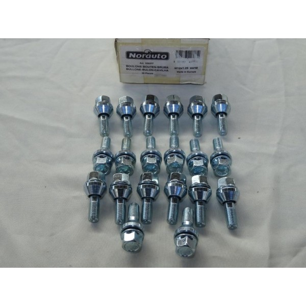 Jeu 20 boulons conique M12X1.25x28 SW19 fixation roue jante Norauto 320377 