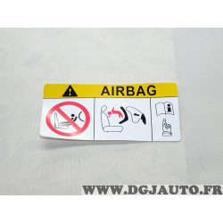 Etiquette information airbag Renault 985906268R pour dacia duster logan sandero lodgy renault trafic 2 II