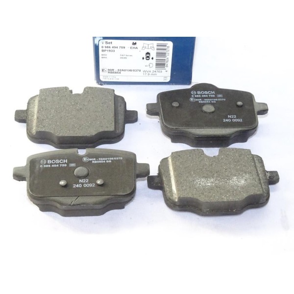 Jeu 4 plaquettes de frein arriere montage TRW Bosch BP1933 0986494759 pour BMW serie 3 4 5 6 7 8 X3 X4 X5 X6 X7 F06 F11 F12 F13 