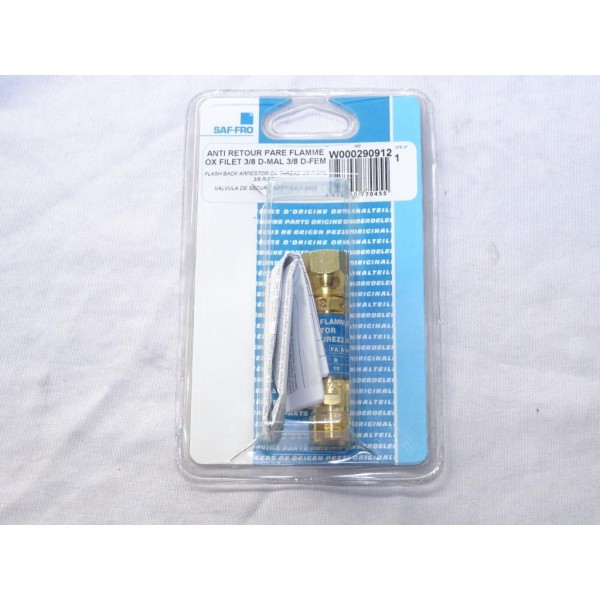 Raccord anti retour pare flamme OX filet 3/8D 3/8D Saffro W000290912 pour poste à souder 