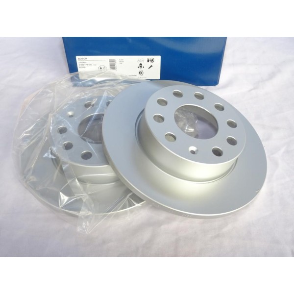 Jeu 2 disques de frein arriere plein 256mm diametre Bosch BD986 0986479155 pour audi A3 seat altea toledo 3 III skoda octavia 2 