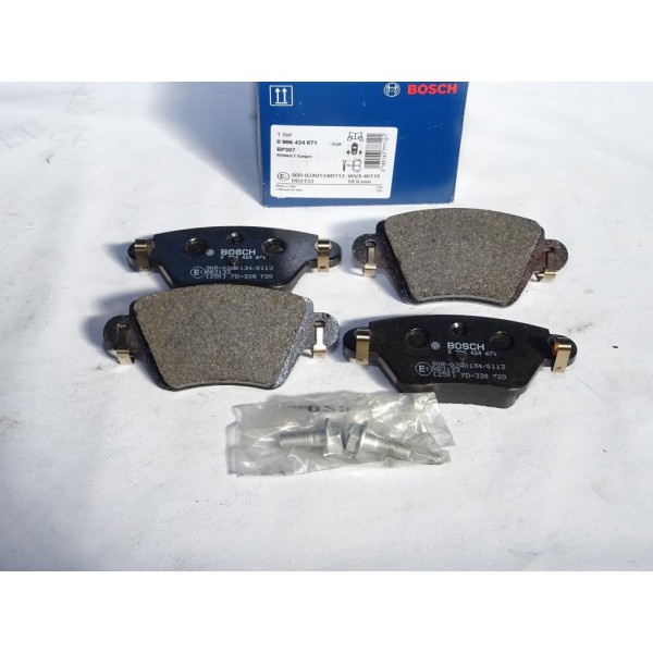 Jeu 4 plaquettes de frein arriere montage bosch Bosch BP387 0986424671 pour renault kangoo 1 