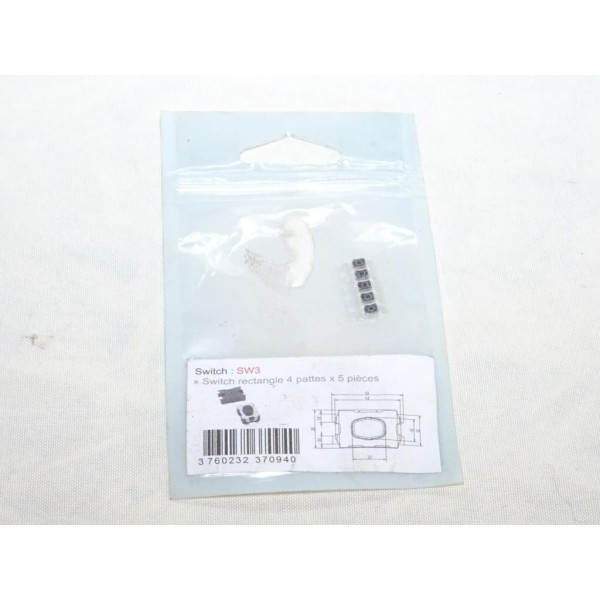 Lot de 5 switchs contacteur rectangle 4 pattes bouton poussoir télécommande clé Clé auto SW3 