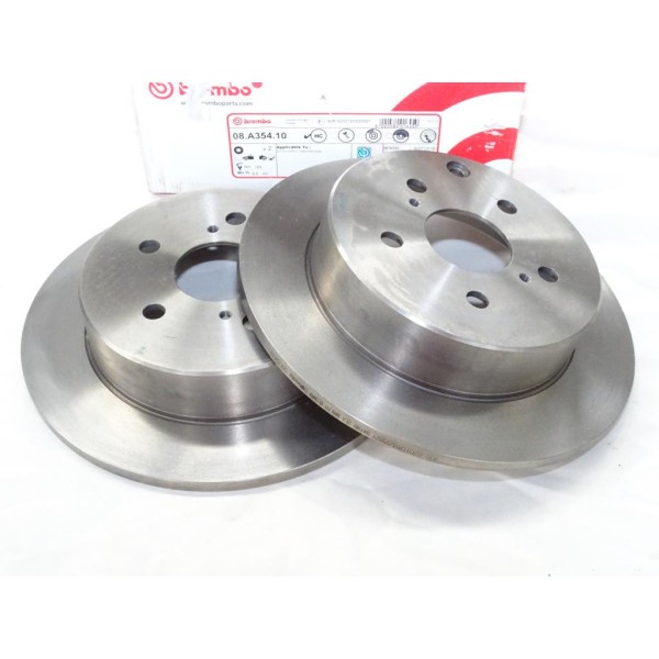 Jeu 2 disques de frein arriere plein 290mm diametre Brembo 08.A354.10 pour toyota verso AR10 