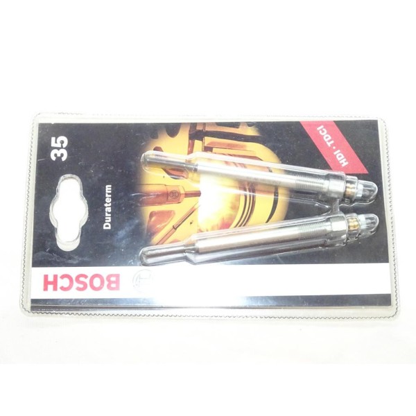Lot 2 bougies de prechauffe duraterm Bosch N°35 0250404902 pour citroen C2 C3 C4 C5 berlingo xsara ford fiesta focus fusion mazd
