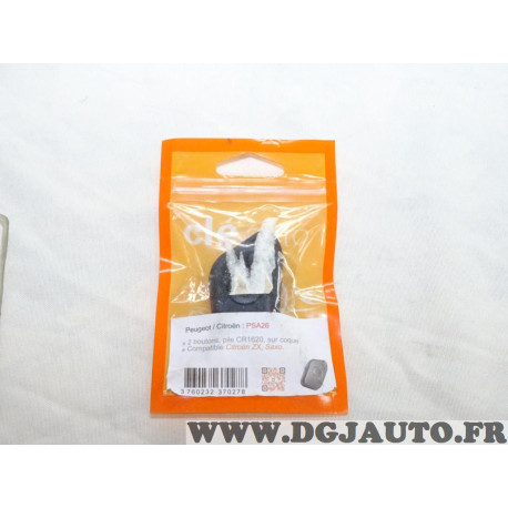 Coque clé télécommande modele 2 boutons (lame à tailler non incluse) Clé auto PSA26 pour citroen saxo ZX 