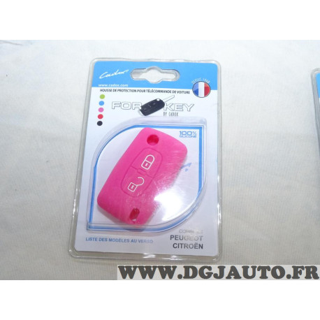 Housse rose coque clé télécommande 2 boutons Cadox 790002F S-PSA207S pour peugeot 107 1007 partner citroen C1 C2 C3 C4 C5 C6 DS3