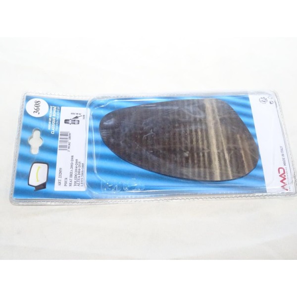 Vitre miroir glace retroviseur avant droit MAD N°3608 232859 pour seat ibiza de 2002 à 2008 toledo de 2004 à 2009 altea de 2004 