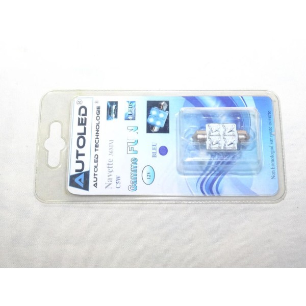 Ampoule navette 36mm C5W 4 LEDs bleu Autoled 0142 