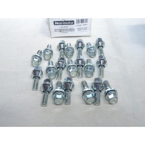 Boite 20 boulons de roue fixation jante M12x1.5 SW17 Norauto 320379 
