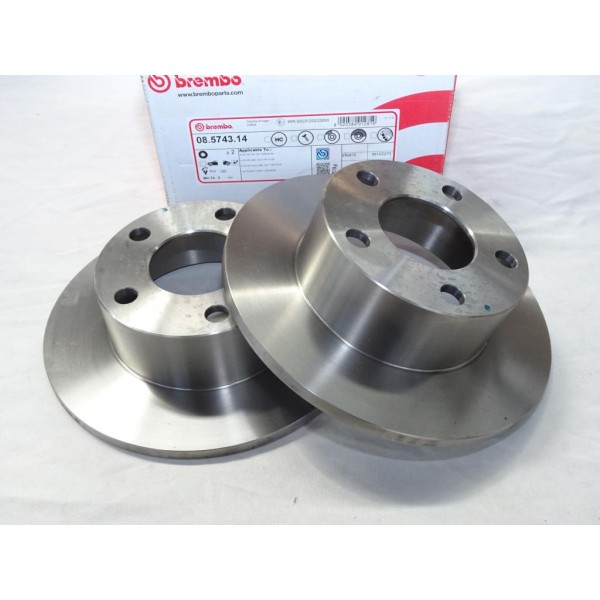 Jeu 2 disques de frein arriere plein 245mm diametre Brembo 08.5743.14 pour audi 100 A6 skoda superb volkswagen passat B5 