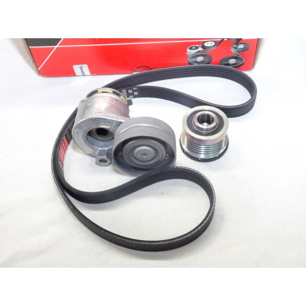 Kit courroie accessoire 5PK1123 + galet tendeur + poulie alternateur Gates K065PK1123 pour renault trafic 2 II mitsubishi carism