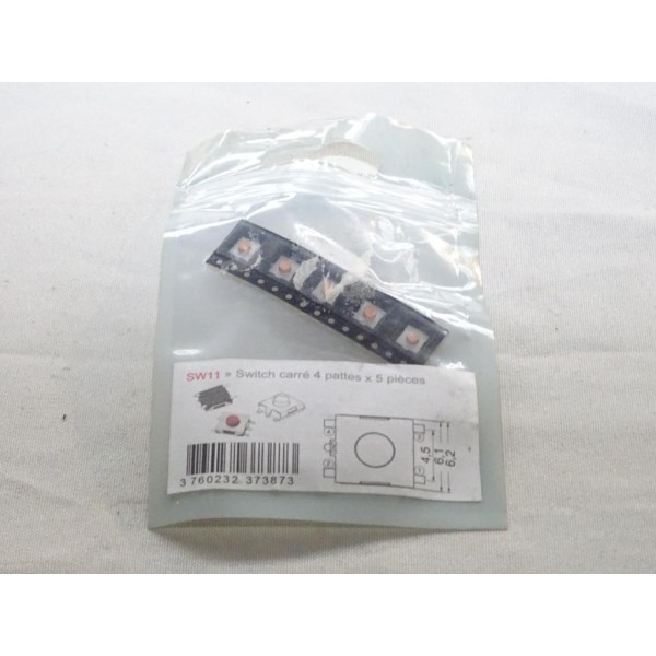 Pack 5 switchs contacteur carré 4 pattes bouton poussoir télécommande clé Clé auto SW11 SW 11 