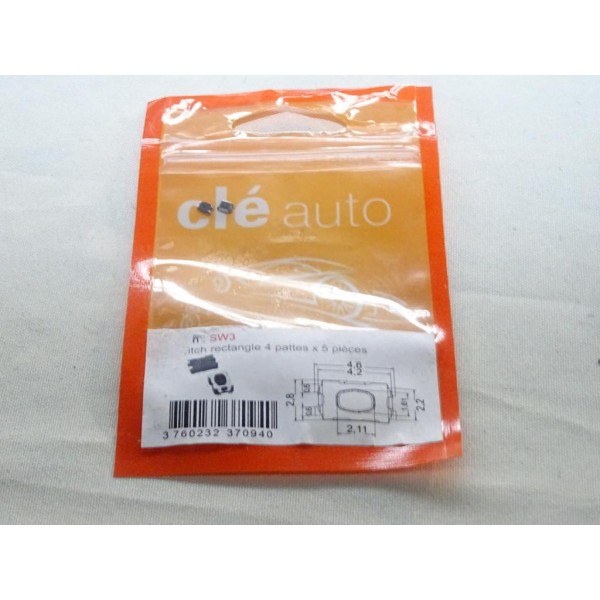 Pack 5 switchs contacteur rectangle 4 pattes bouton poussoir télécommande clé Clé auto SW3 