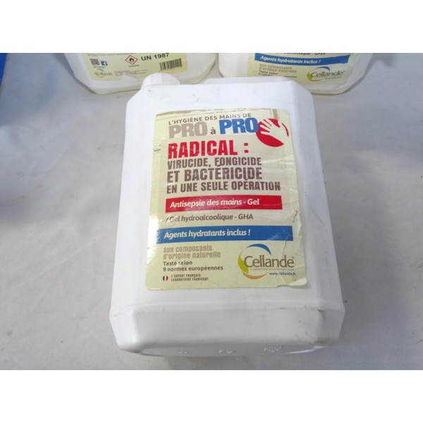 Bidon flacon 5L 5 litre solution gel hydroalcoolique antisepsie des mains Cellade avec agents hydratants 