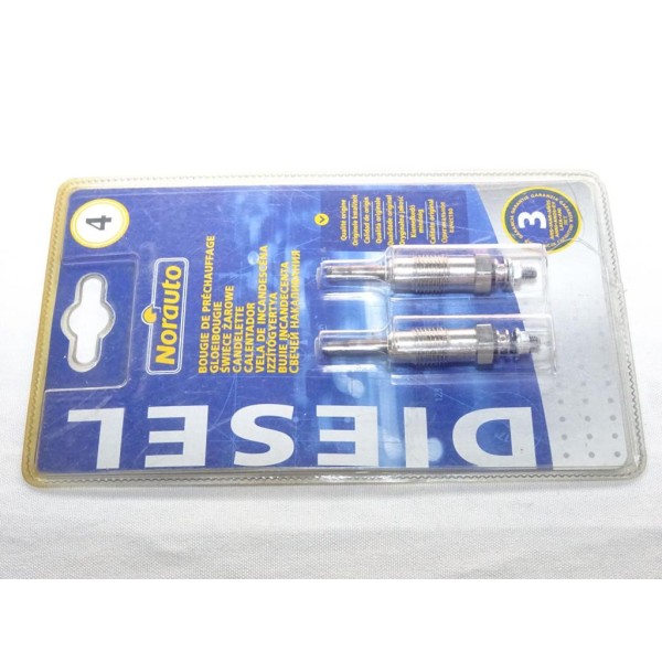 Blister 2 bougies de prechauffe Norauto N°4 pour citroen ax peugeot 106 rover 114 metro 1.4D ford escort 3 4 5 6 7 III IV V VI V