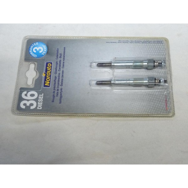 Blister 2 bougies de prechauffe N°36 Norauto 362034 pour opel astra F corsa B vectra A B 1.5 1.7 D TD diesel 
