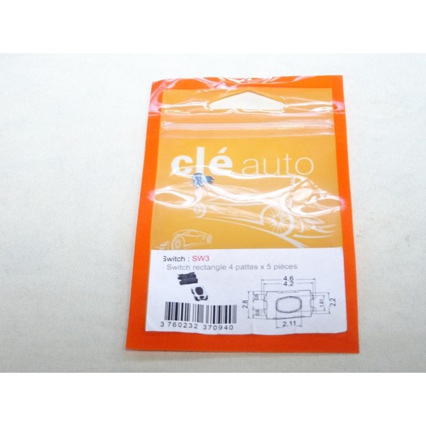 Pack 5 switchs contacteur rectangle 4 pattes bouton poussoir coque télécommande clé Clé auto SW3 