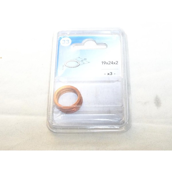 Jeu 3 joints bouchon de vidange 19x24x2 Norauto N°33 