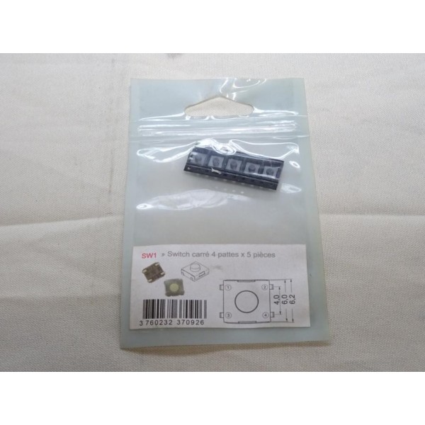 5 Switchs contacteur carré 4 pattes bouton poussoir télécommande coque clé Clé auto SW1 